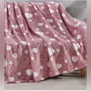 New Glow-in-Dark Throw Hearts Stars Throw Blanket